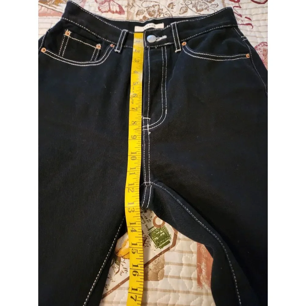PACSUN Dad Fit Jeans Womens Black Denim High Rise Straight Leg Cotton Size‎ 25